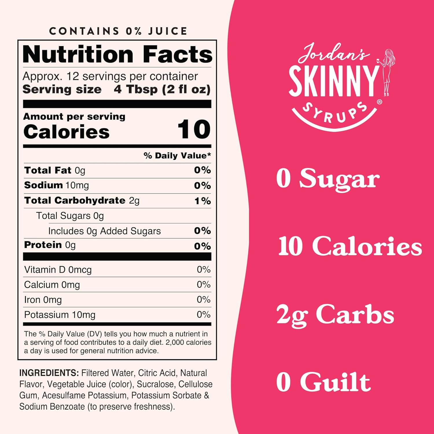 Jordan'S Skinny Mixes Sugar Free Syrup, Strawberry Lemonade Flavor, Flavored Water Enhancer, Drink Mix For Ice Tea, Lemonade & More, Zero Calorie Flavoring, Keto Friendly, 25.4 Fl Oz, 1 Pack