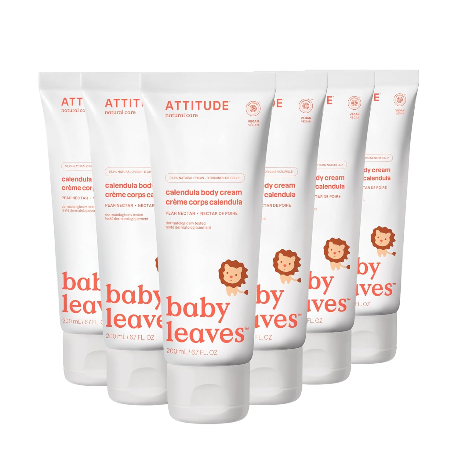 Attitude Body Cream For Baby, Ewg Verified, Made With Naturally Derived Ingredients, Vegan, Pear Nectar, 6.7 Fl Oz (Pack Of 6)