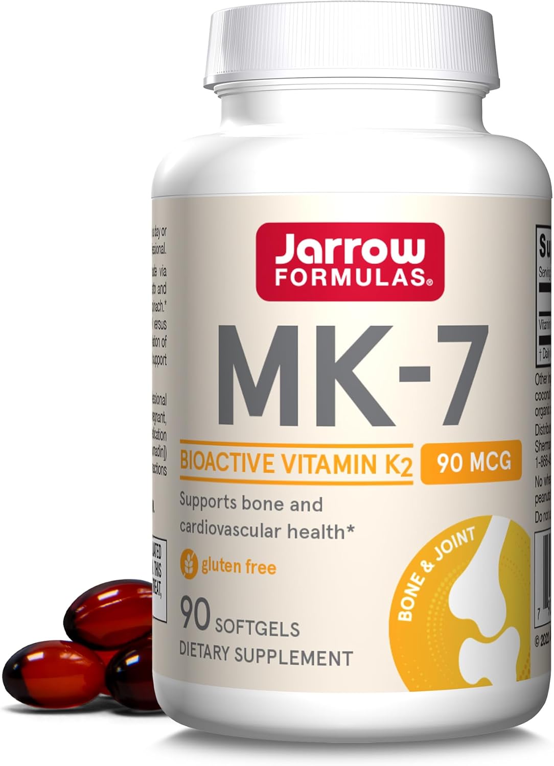 Jarrow Formulas Mk-7 90 Mcg - Bioactive Form Of Vitamin K2 - 90 Servings (Softgels) - For Bone & Cardiovascular Health - Vitamin K2 Mk-7 Dietary Supplement - K2 Vitamin Supplement Mk-7 - Gluten Free