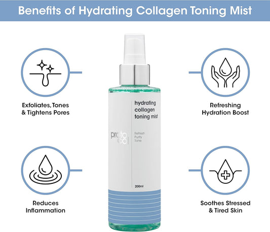 Proto-Col - Hydrating Collagen Toning Face Mist, With Witch Hazel + Fruit Enzymes, Removes Impurities, Soothes + Refreshes Skin (200Ml)