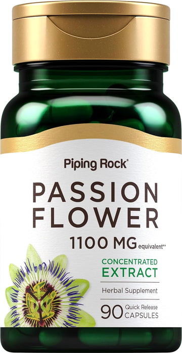 Piping Rock Passion Flower Extract Supplement | 1100Mg | 90 Capsules | Herbal Supplements | Non-Gmo, Gluten Free