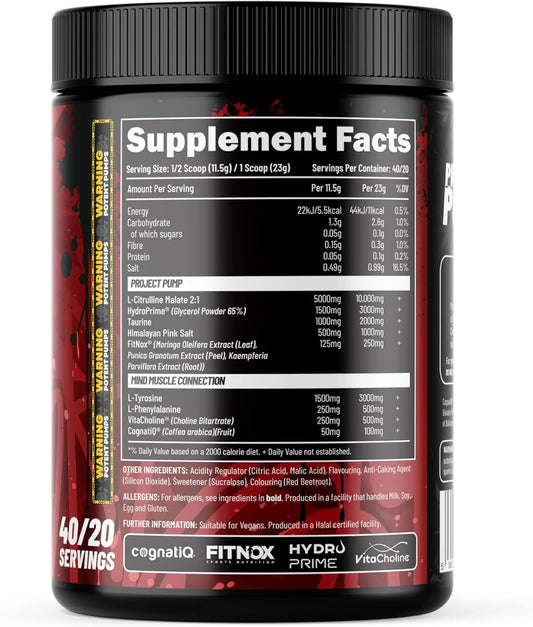 Efectiv Project Pump Pre Workout Powder - Stimulant Free Pre Workout With Citrulline, Nitrosigine, Rednite For Vicious Pumps & Enhanced Focus - Vegan, 40 Servings, Made In Uk, Ultimate White