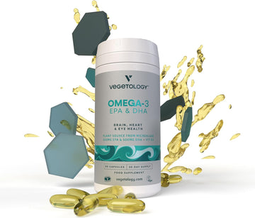 VEGETOLOGY Vegan Omega 3 Supplement (60 Capsules) ? Omega-3, EPA, Vita
