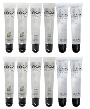 Cherimoya (12Pack) Max Makeup Lip Polish Coconut Oil Clear Gloss (4Original+4Coconut+4Honey)