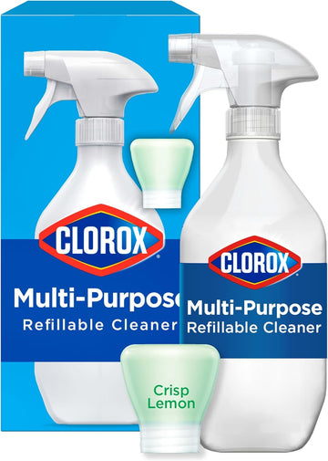 Clorox Multi-Purpose Cleaner System Starter Kit, Household Essentials, 1 Bottle And 1 Refill, Crisp Lemon, 1.13 Fl Oz