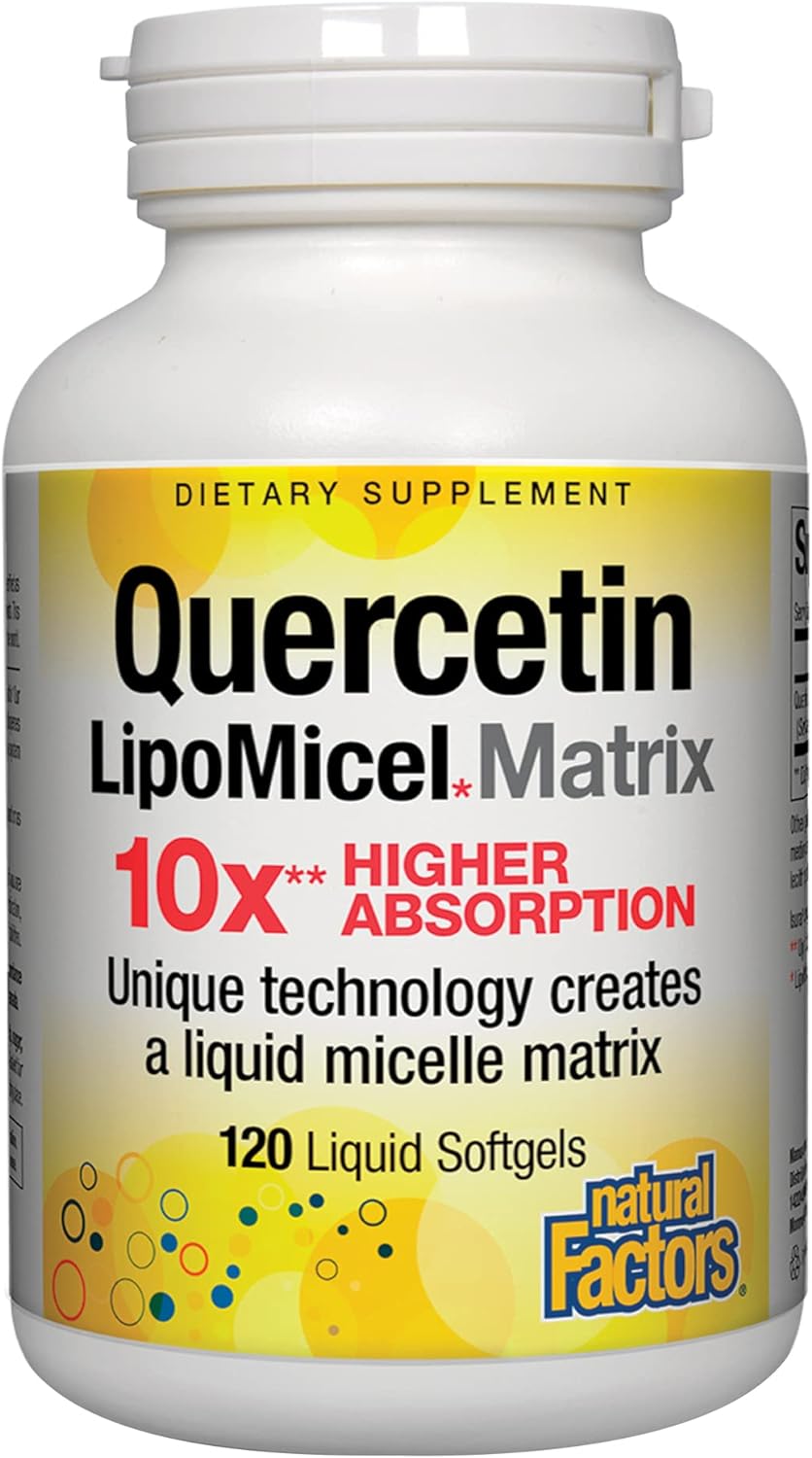 Natural Factors, Quercetin Lipomicel Matrix For Superior Absorption, 120 Liq Softgels, 120 Softgels