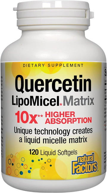 Natural Factors, Quercetin Lipomicel Matrix For Superior Absorption, 120 Liq Softgels, 120 Softgels