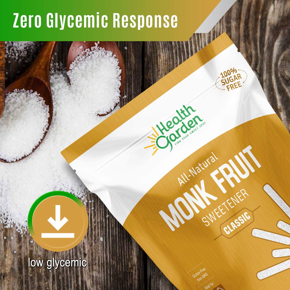 Health Garden Monk Fruit Sweetener, Classic White - Non Gmo - Gluten Free - 1:1 Sugar Substitute - Keto Friendly - Taste Like Sugar (2.5 Lb)