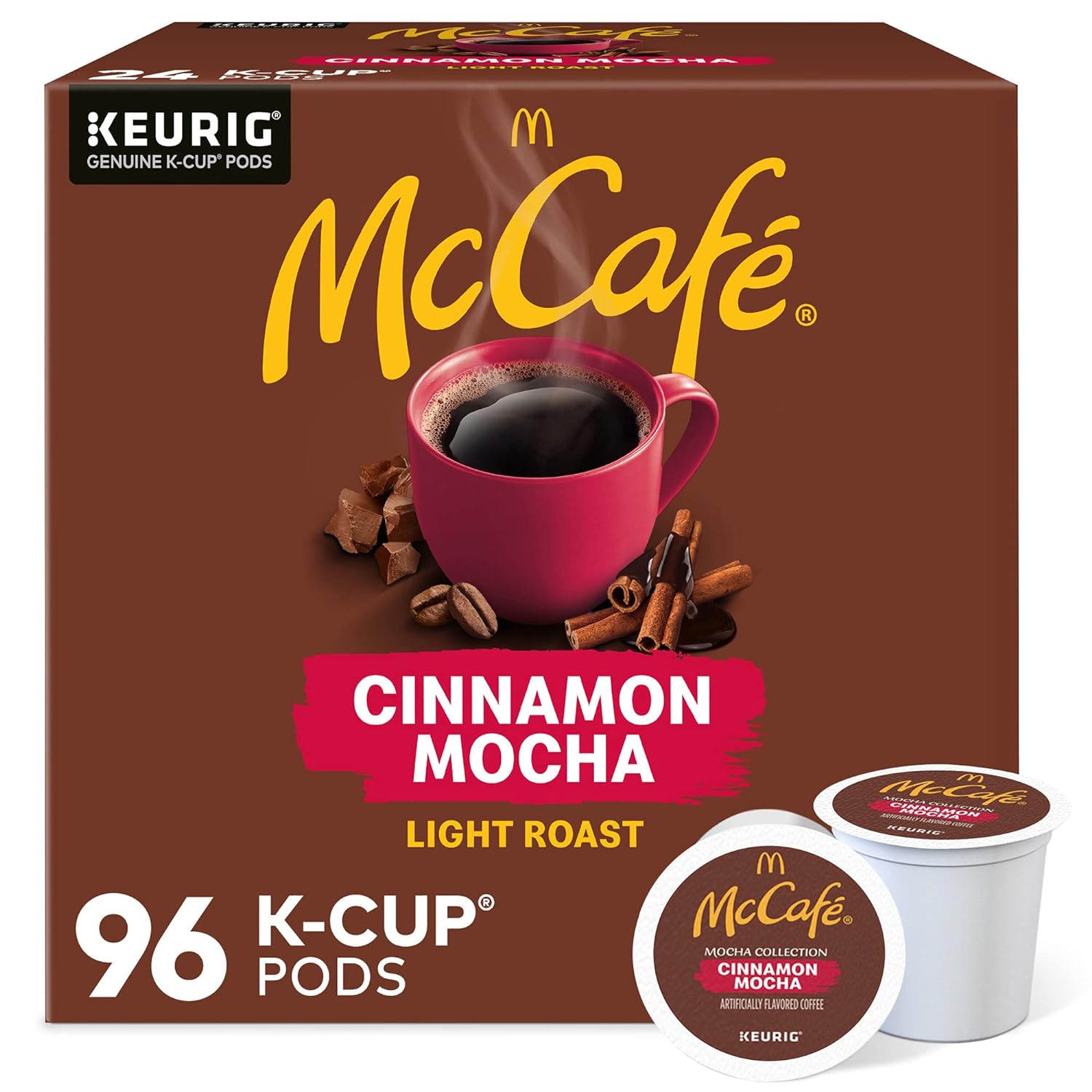 McCafe Cinnamon Mocha, Single-Serve Keurig K-Cup Pods, Flavored Light Roast Coffee Pods Pods, 96 Count