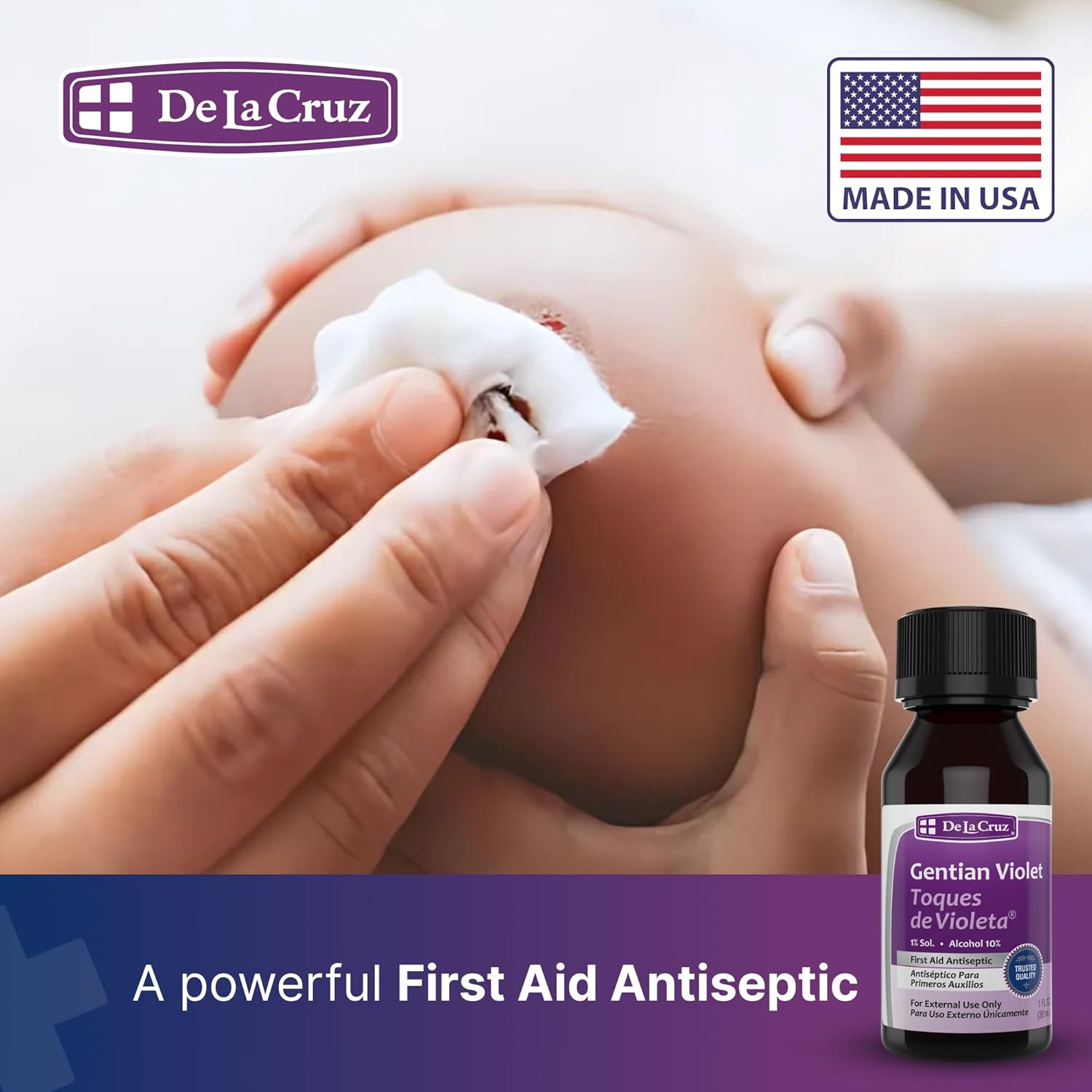 De La Cruz Gentian Violet - Violeta De Genciana - Tincture Of Violet 1% First Aid Antiseptic, 1 Fl Oz (9 Bottles) : Health & Household