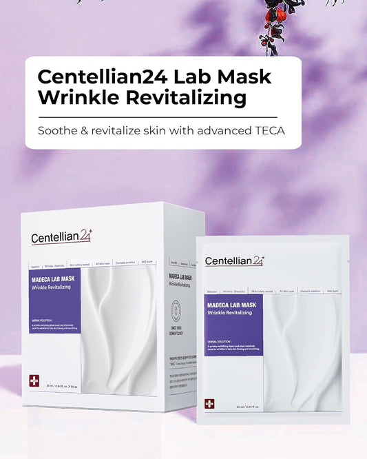 Centellian 24 Valentines Day Gifts Madeca Mask (Wrinkle Revitalizing, 20Pcs) Elasticity-Boosting Face Sheet Mask With Centella Asiatica, Teca, Niacinamide & Retinal For Firm & Lifted Skin