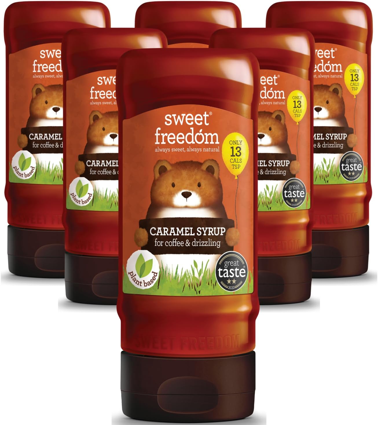 Sweet Freedom Delicious Caramel Syrup | Plant Based & Vegan | Pack Of 6 - Recyclable