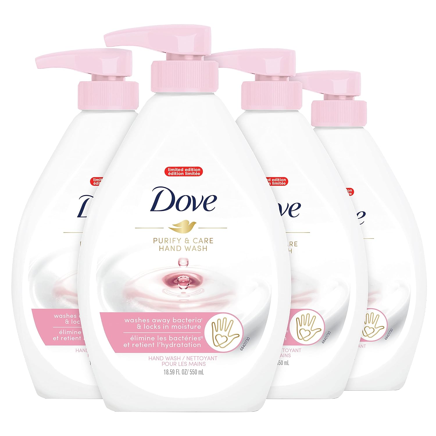 Dove Hand Wash Hygiene And Care For Hands White Peach And Tea Washes Away Bacteria And Locks In Moisture 18.5 Oz 4 Count