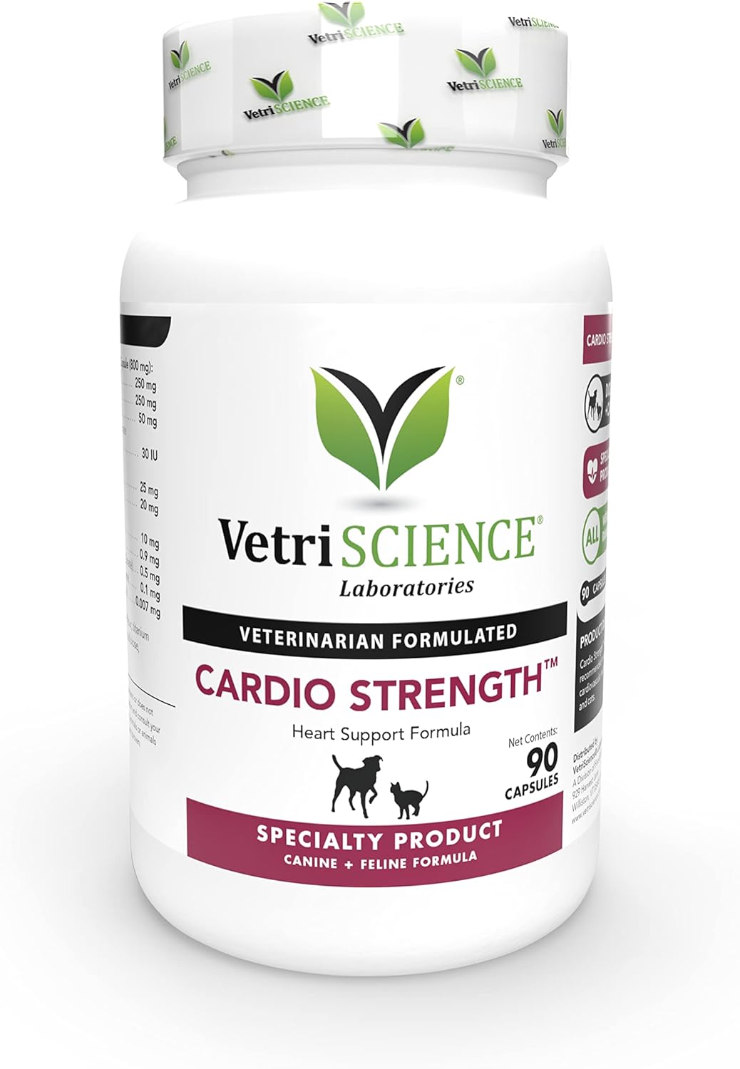 Vetriscience - Cardio Strength, Cardiovascular And Circulatory Support Supplement For Dogs And Cats, 90 Capsules