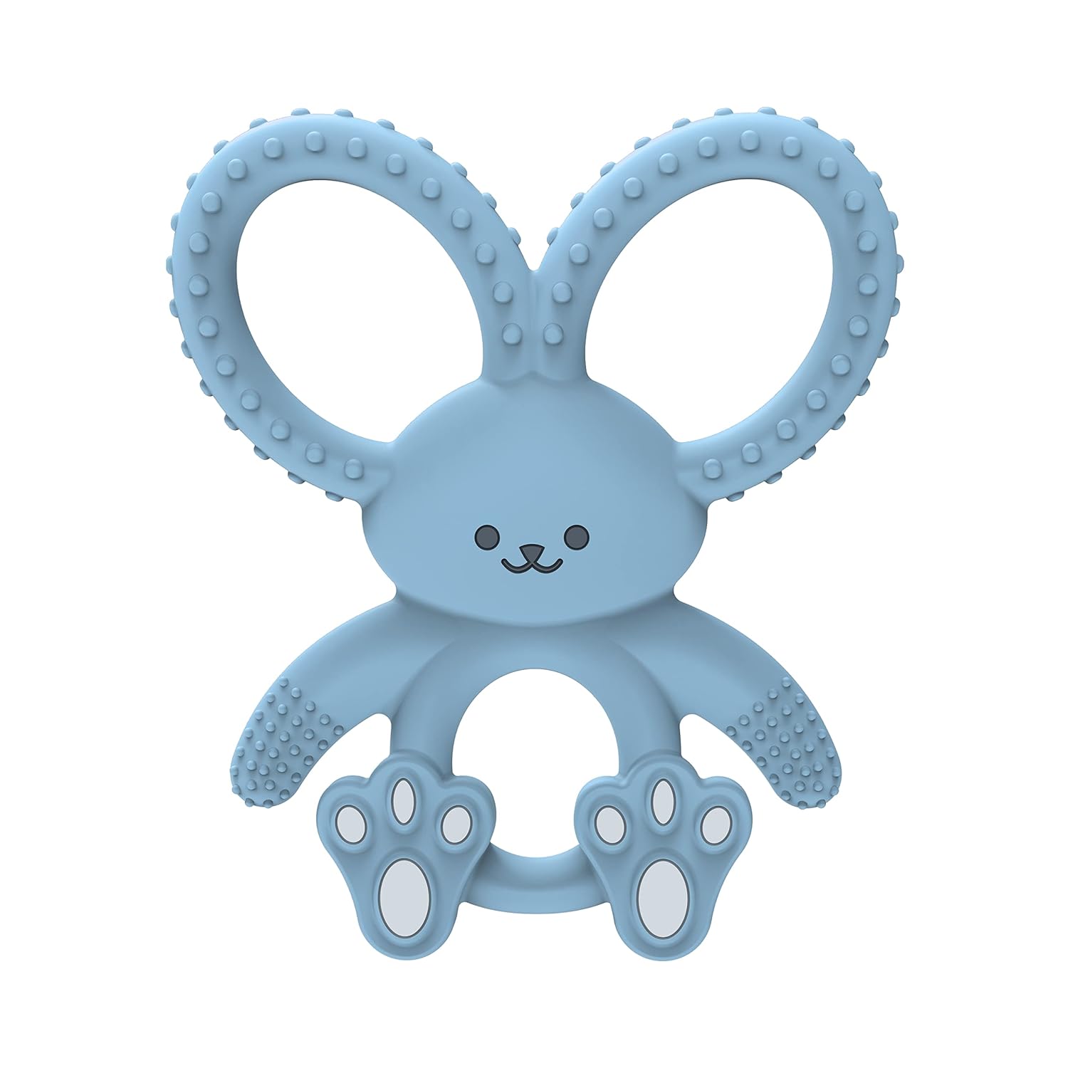 Dr. Brown'S Flexees Blue Bunny, Soft 100% Silicone Baby Teether, Bpa Free, 3M+