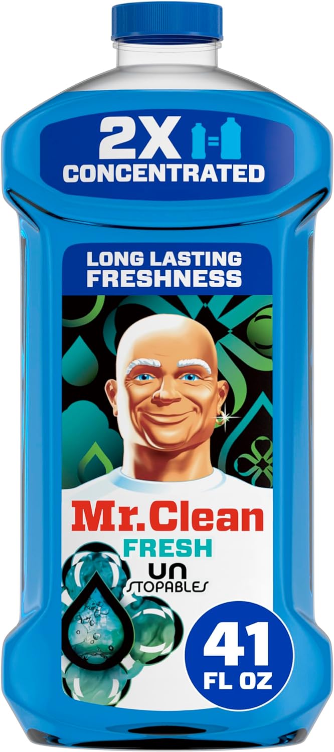 Mr. Clean 2X Concentrated Multi Surface Cleaner with Unstopables Fresh Scent, All Purpose Cleaner, 41 fl oz