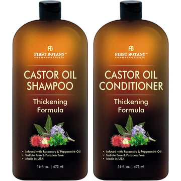 Castor Oil Shampoo And Conditioner - An Anti Hair Loss Set Thickening Formula For Hair Regrowth, Anti Thinning Sulfate Free For Men & Women Anti Dandruff Treatment - 16 Oz