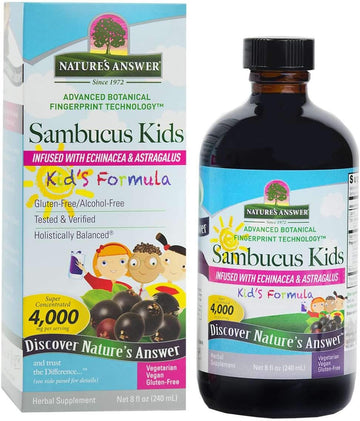 Natures Answer Sambucus Syrup Elderberry Kids Formula, 8  | Natural Immune Booster | Taste that Kids Love | u Season Support | Packed with Antioxidants