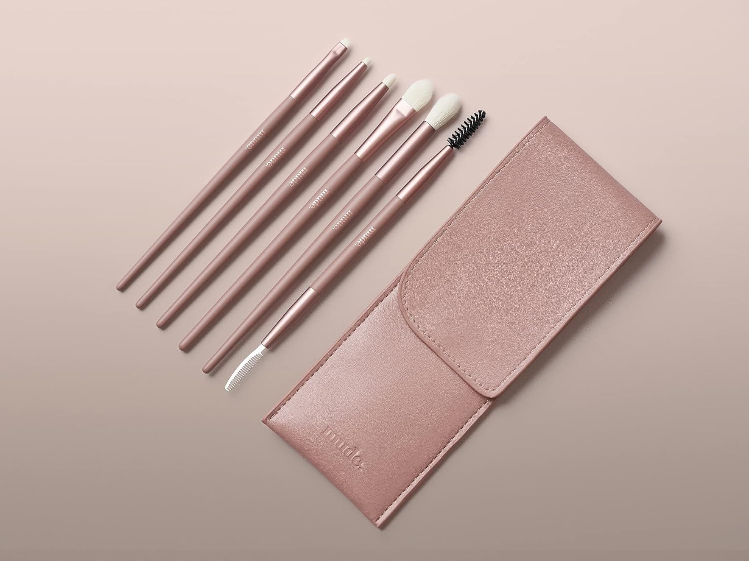 Mude Eye Trial Kit 6 Special Eye Makeup Brush Set Synthetic Vegan Cruelty-Free Makeup Smudging Angled Liner Lash-Comb Blending Shading Applying Eyeshadow Concealer Crease Brush In Portable Pouch