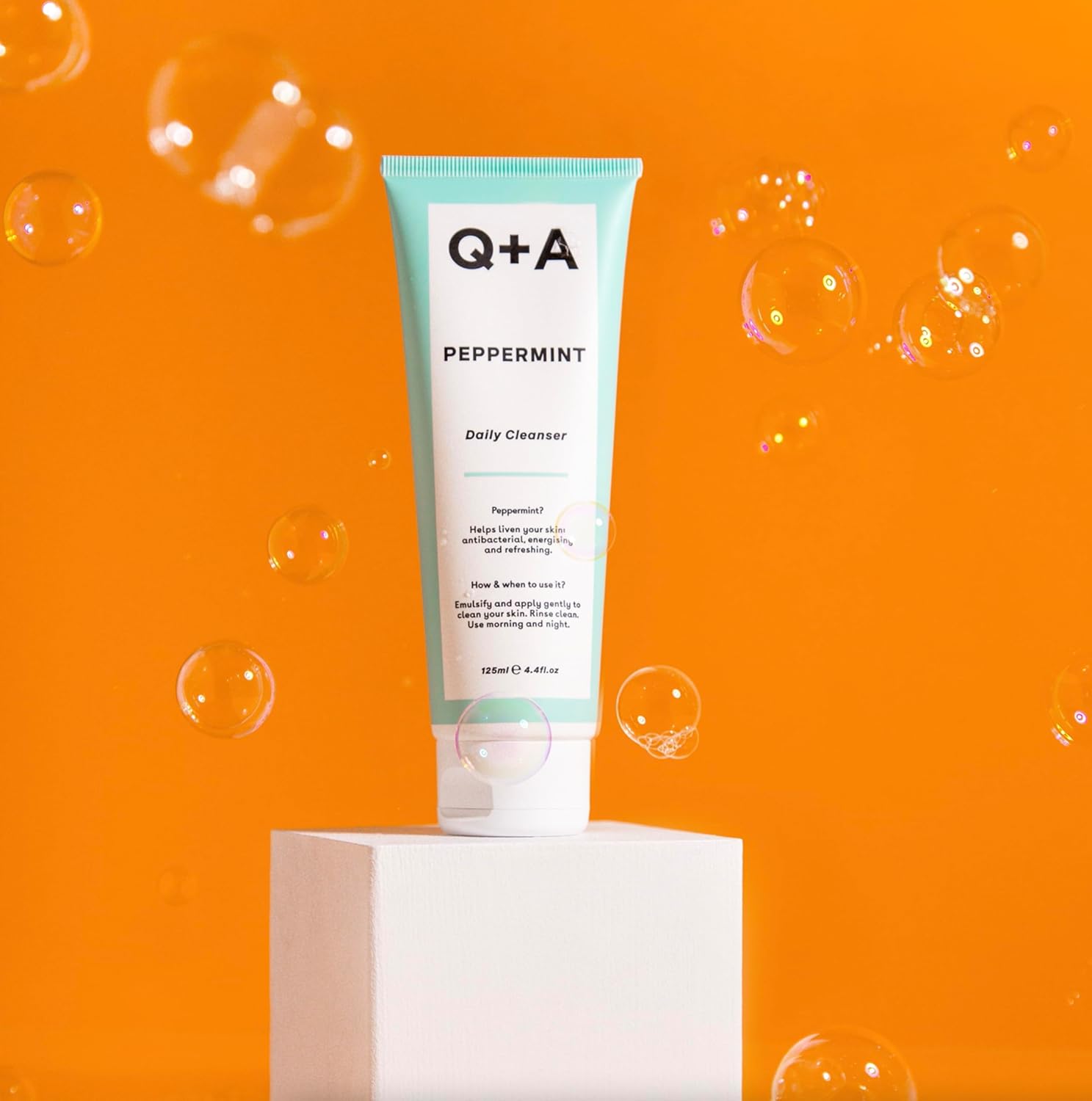 Q+A Peppermint Daily Cleanser (125ml), Refreshing Gel Cleanser, 98.2% Natural Peppermint Facial Wash for Oily, Stressed & Blemish-Prone Skin, Gentle Skincare, Purifies & Balances Oil : Amazon.co.uk: Health & Personal Care