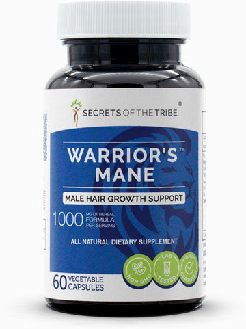 Secrets of the Tribe - Warrior's Mane, Hair Growth Support, Herbal Supplement Blend (60 Capsules)