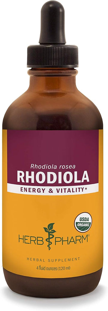 Herb Pharm Certified Organic Rhodiola Root Extract for Energy, Endurance and Stamina, Organic Cane Alcohol, 4