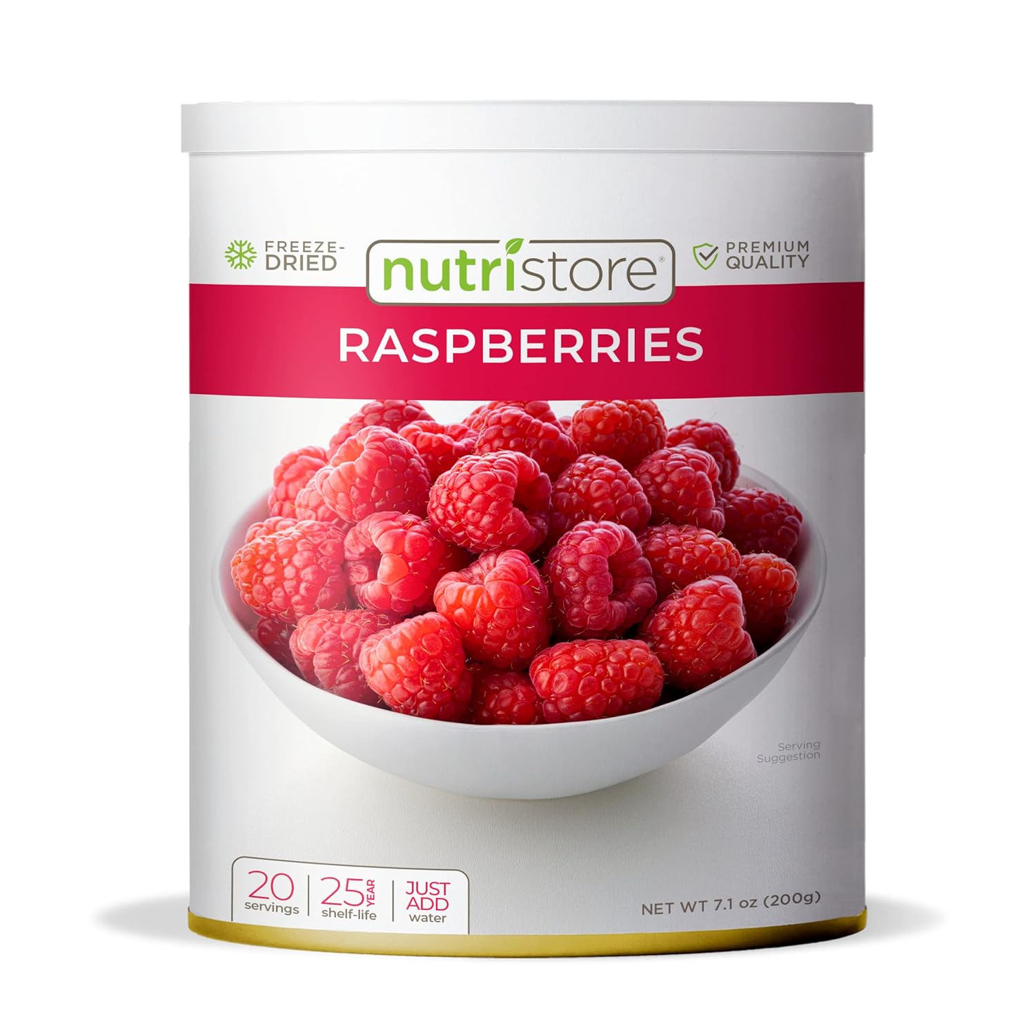 Nutristore Freeze Dried Raspberries | 100% Natural, Healthy Fruit Snacks Bulk | Premium Quality & Crispy Fresh Taste | Emergency Survival Food Supply | #10 Can | 20 Servings | 25 Year Shelf Life