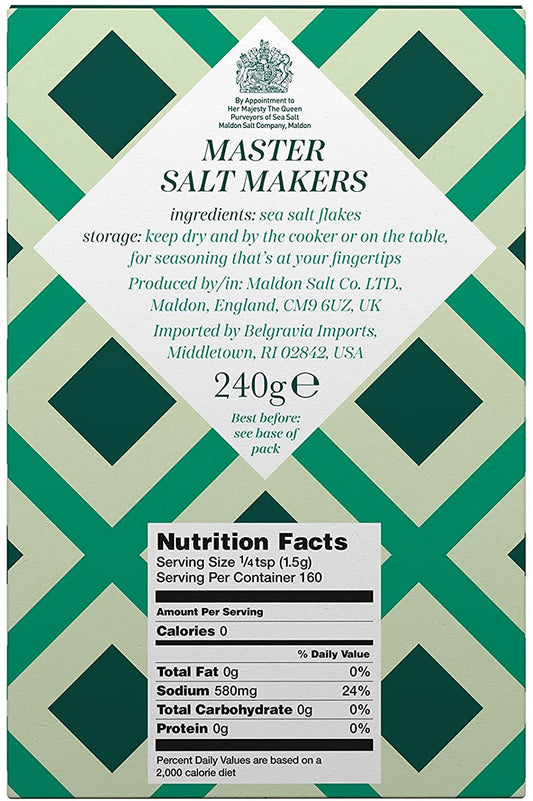 Maldon Salt, Sea Salt Flakes, 8.5 Oz (240 G), Kosher, Natural, Handcrafted, Gourmet, Pyramid Crystals (Packaging May Vary)