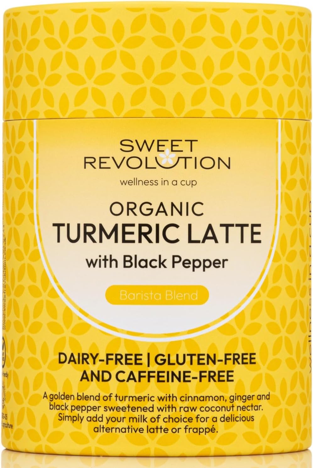 Sweet Revolution Organic Turmeric Latte With Black Pepper Barista Blend (1 X 100G) Tub. Gluten Free, Dairy Free, Refined Sugar-Free