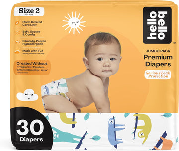 Hello Bello Premium Baby Diapers Size 2 I 30 Count Of Disposable, Extra-Absorbent, Hypoallergenic Diapers With Snug And Comfort Fit I Sleepy Sloth