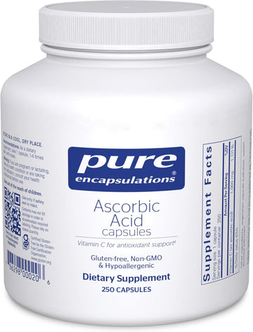 Pure Encapsulations Ascorbic Acid Capsules - 1,000 Mg Vitamin C - Antioxidant & Immune Support* - High-Potency Vitamin C - Vegan & Non-Gmo - 250 Capsules