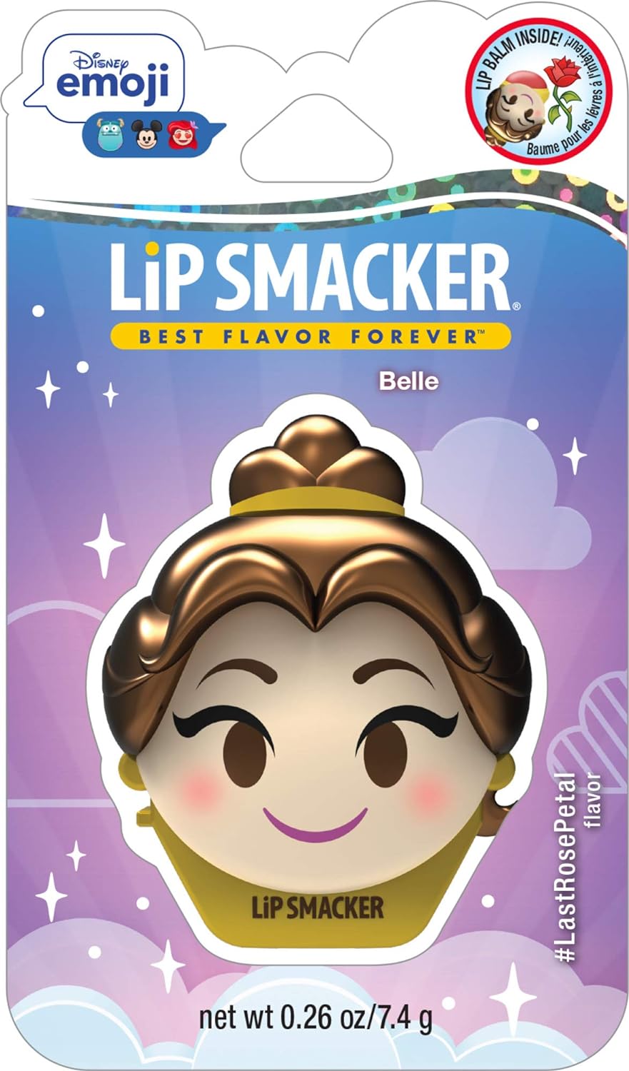Lip Smacker Disney Beauty And The Beast Belle Emoji Flavored Lip Balm, Belle, Last Rose Petal, Clear, For Kids : Beauty & Personal Care