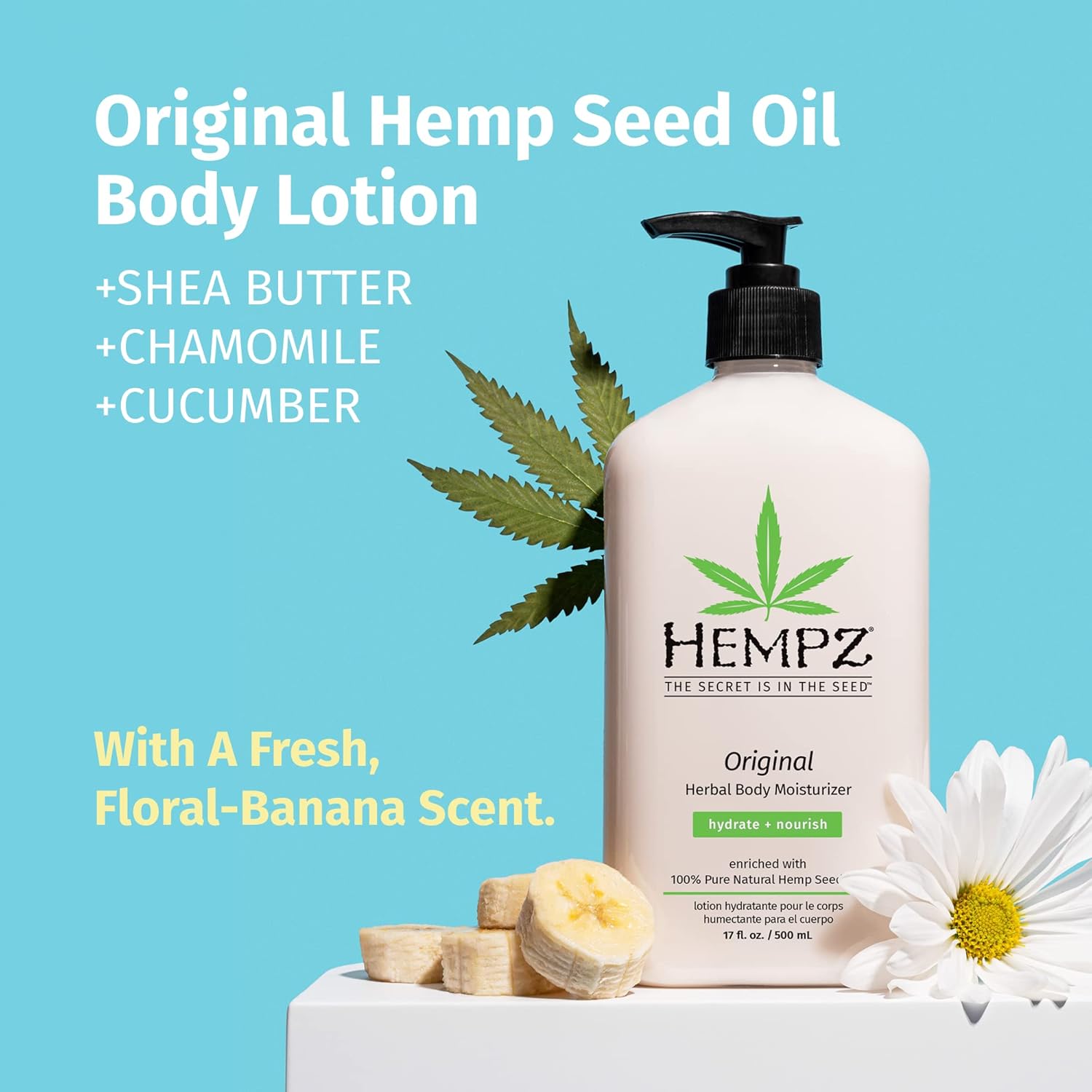 Hempz Body Lotion - Fresh Coconut & Watermelon Daily Moisturizing Cream, Shea Butter Body Moisturizer - Skin Care Products, Hemp Seed Oil - Large : Beauty & Personal Care