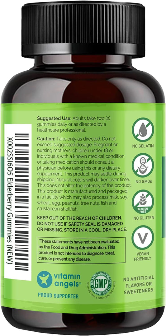 NATURELO Elderberry Gummies ? Immune Support with Sambucus Elderberry + Vitamin C + Zinc ? Certified Organic, 60ct