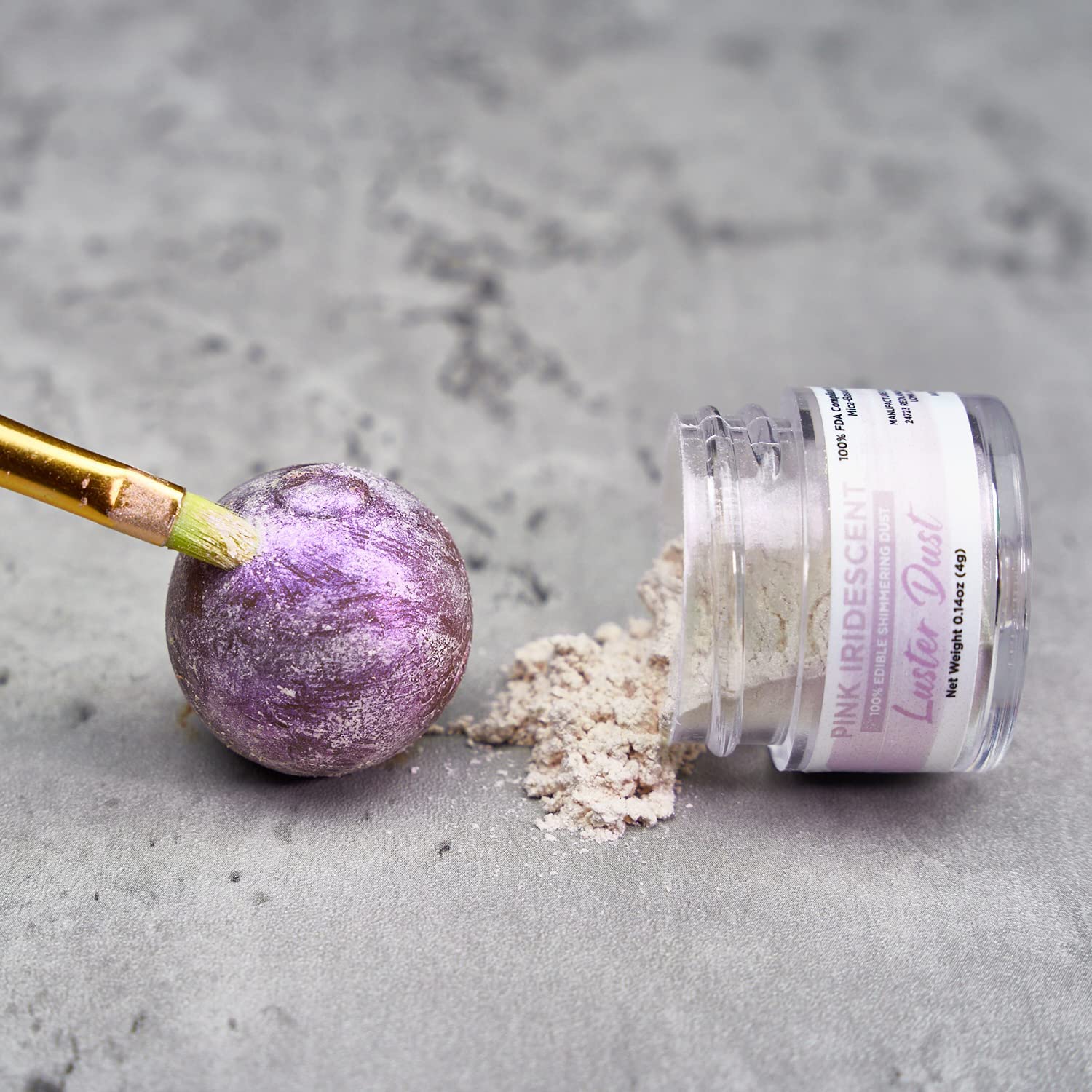 Bakell - Pink Iridescent Luster Dust & Paint - (4G, 1X Jar) | Edible Radiance For Baking, Decorations, And Beverages : Grocery & Gourmet Food