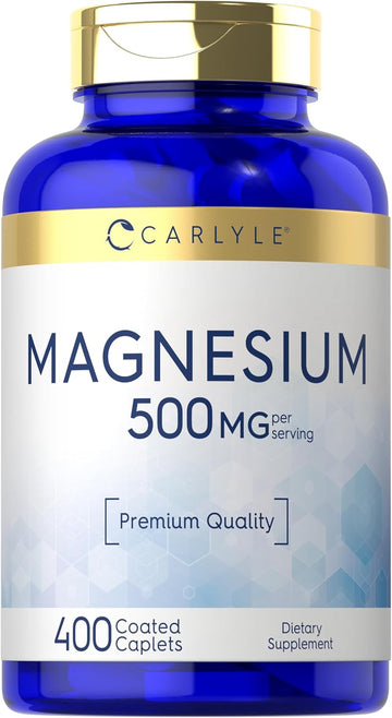 Carlyle Magnesium 500Mg | 400 Coated Caplets | Vegetarian, Non-Gmo, And Gluten Free Supplement