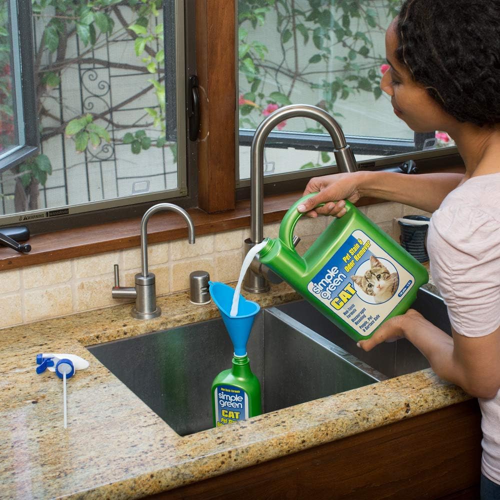 Cat Stain & Odor Remover - Enzyme Cleaner for Cat Urine, Feces, Blood, Vomit (1 gallon Refill) : Green Mountain Simple Green For Cats : Pet Supplies