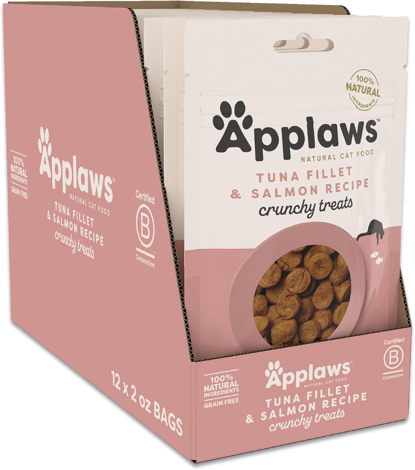 Applaws Natural Limited Ingredient Crunchy Cat Treats, High-Protein & Grain-Free Crunchy Tuna Snacks For Cats (12 X 2.0Oz Bags)