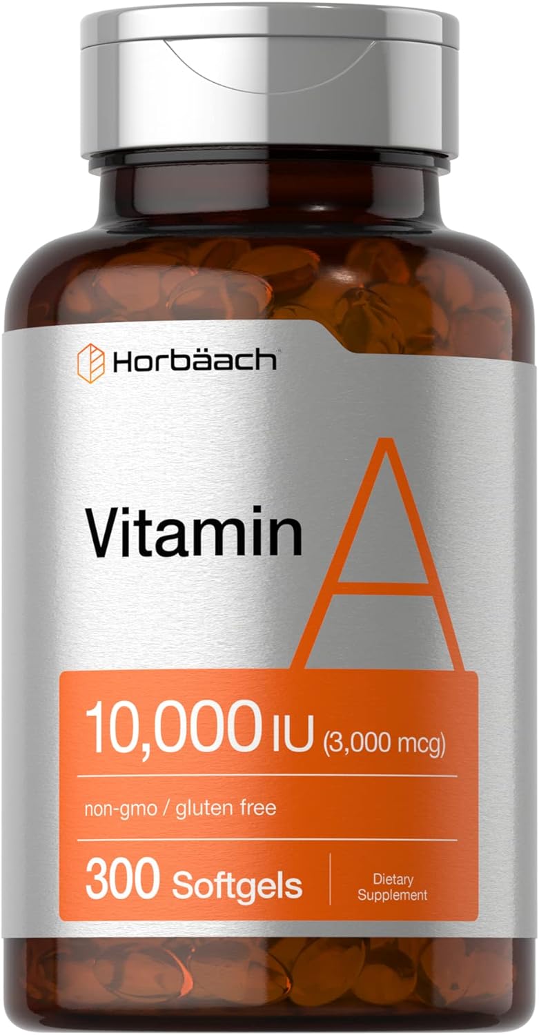 Horbach Vitamin A 10000 IU Softgels | 300 Count | Non-GMO, Gluten Free Supplement