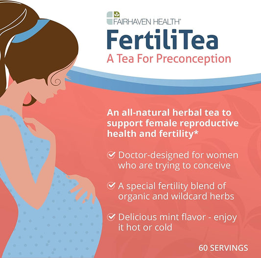 Fairhaven Health FertiliTea | Organic Fertility Tea for Women to Support Reproductive Health* | Prenatal Herbal Tea to Support Menstrual Cycle & Hormone Balance* | Contains Vitex | Mint | 60 Servings