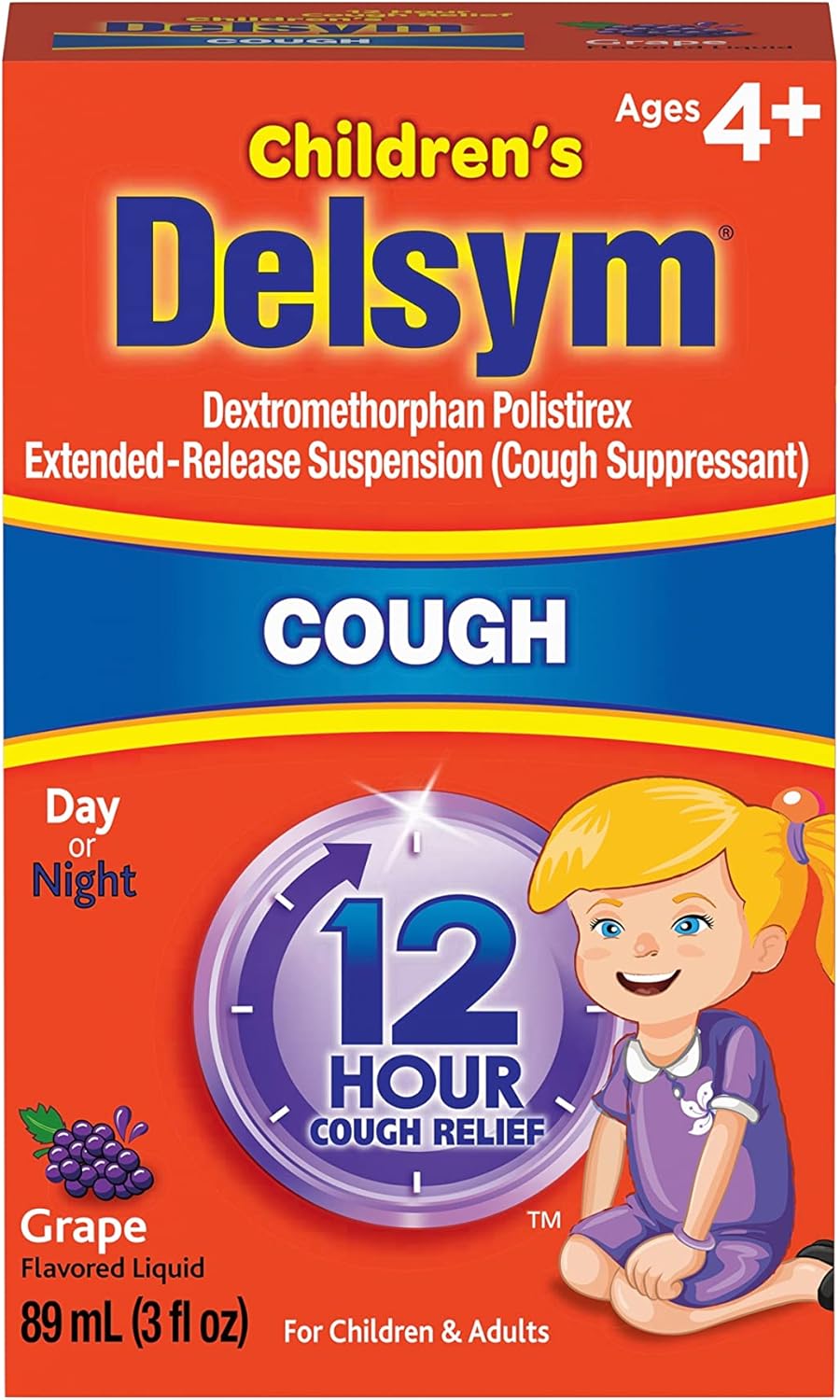 Delsym 12 Hr Children'S, Cough Relief Liquid, Grape, 5Oz : Health & Household