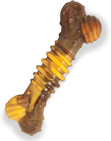Nylabone Power Chew Flavor Frenzy Dental Bone Chew Toy For Dogs, Indestructible Chew Toys For Aggressive Chewers, Philly Cheesesteak Flavor, Small/Regular - Up To 25 Ibs. (1 Count)