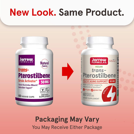 Jarrow Formulas Pterostilbene 50Mg For Antioxidant Support, Dietary Supplement Supports Healthy Aging, 60 Veggie Capsules, 60 Day Supply