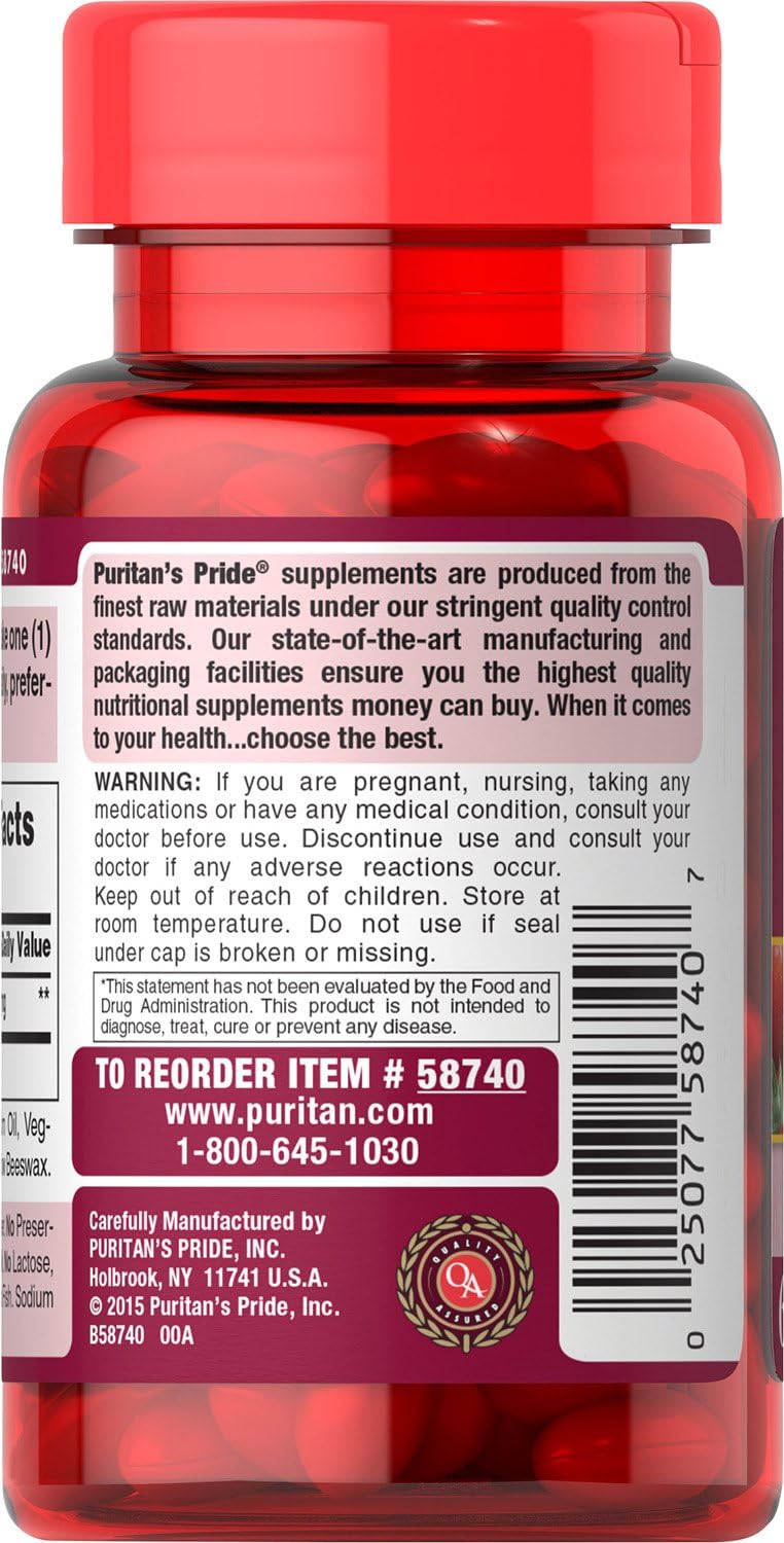 Puritan's Pride Lycopene Softgel 20 Mg, Promotes Prostate and Heart Health, 60 Count