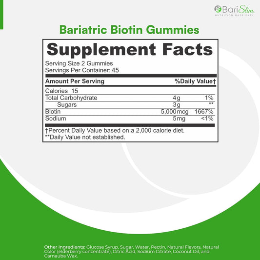 Bariatric Vitamin Biotin Gummies - Specially Formulated Gummy Vitamin for Patients After Weight Loss Surgery - Easy to Digest and Great Tasting Fruit Flavors | 90 Fruit Chews