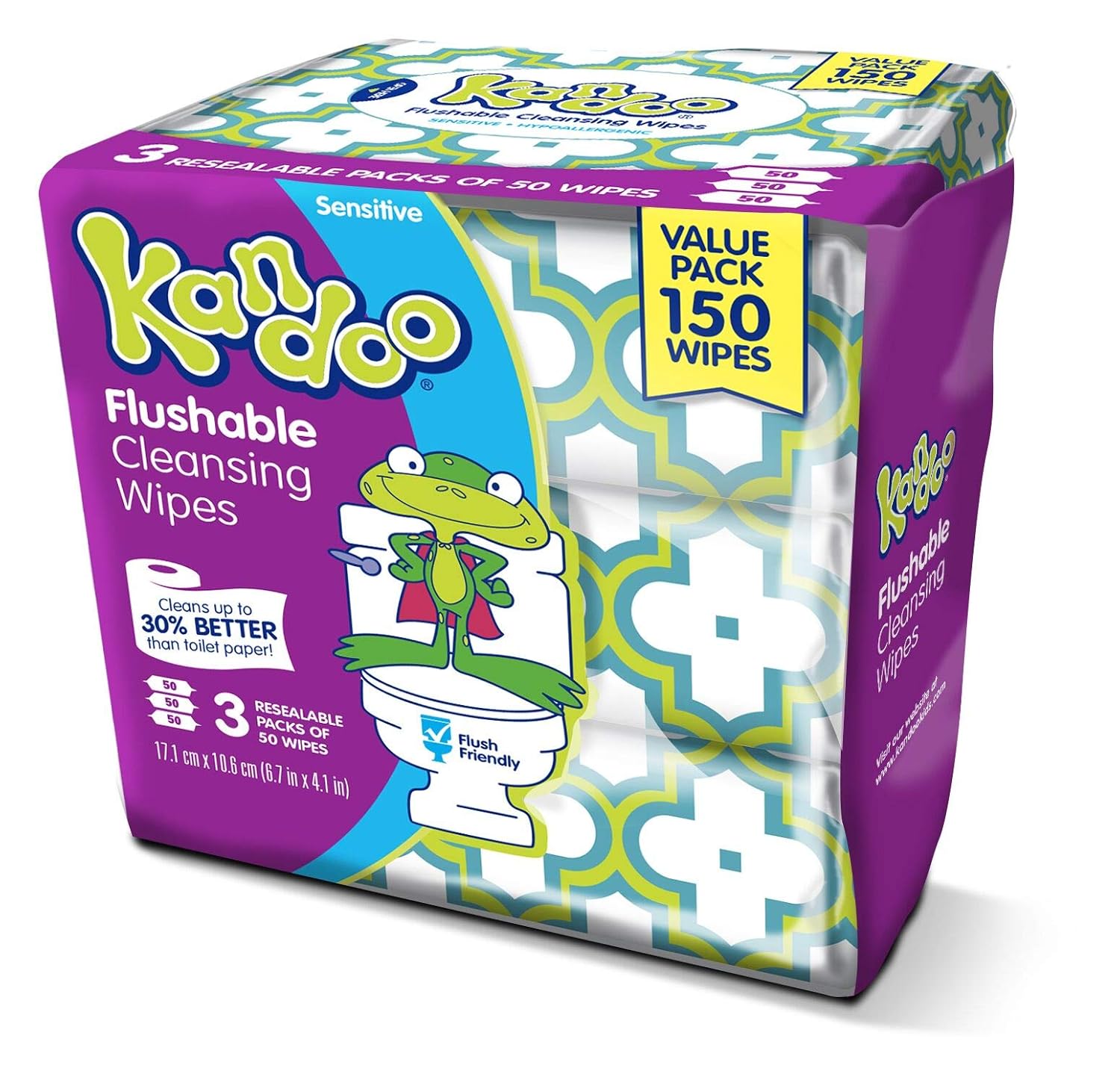 Kandoo Sensitive Flushable Wipes, 50 Sheets, 3 Count