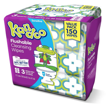 Kandoo Sensitive Flushable Wipes, 50 Sheets, 3 Count