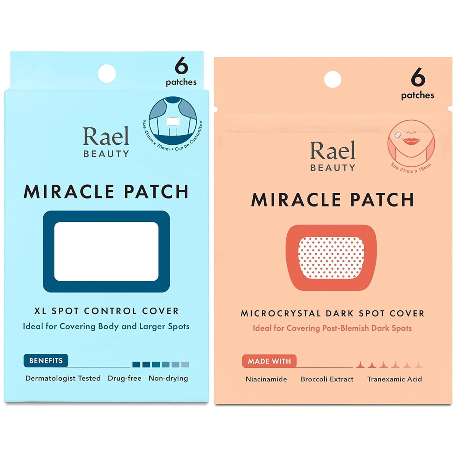 Rael Miracle Bundle - Xl Spot Control Cover (6 Count), Microcrystal Dark Spot Cover (6 Count)