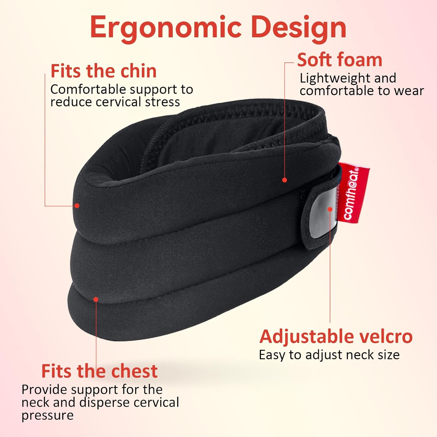 Comfheat Heated Neck Brace For Pain Relief And Support, Soft Foam Cervical Collar With Heating Pad, Adjustable Neck Support Brcae For Relax And Pressure Relief : Health & Household
