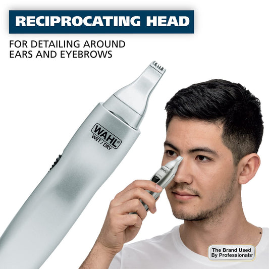 Wahl Men’S Nose Hair Trimmer, For Eyebrows, Neckline, Nose & Ear Hair, Precision Detail Trimming With Interchangeable Heads, Battery Included - Model 5545-400